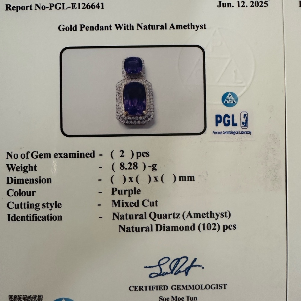 Amethyst gold and diamonds set - Picture 14 of 15